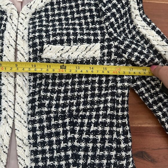 Rebecca Taylor Graphic Black/Ivory Tweed Jacket size 0 - Picture 5 of 7
